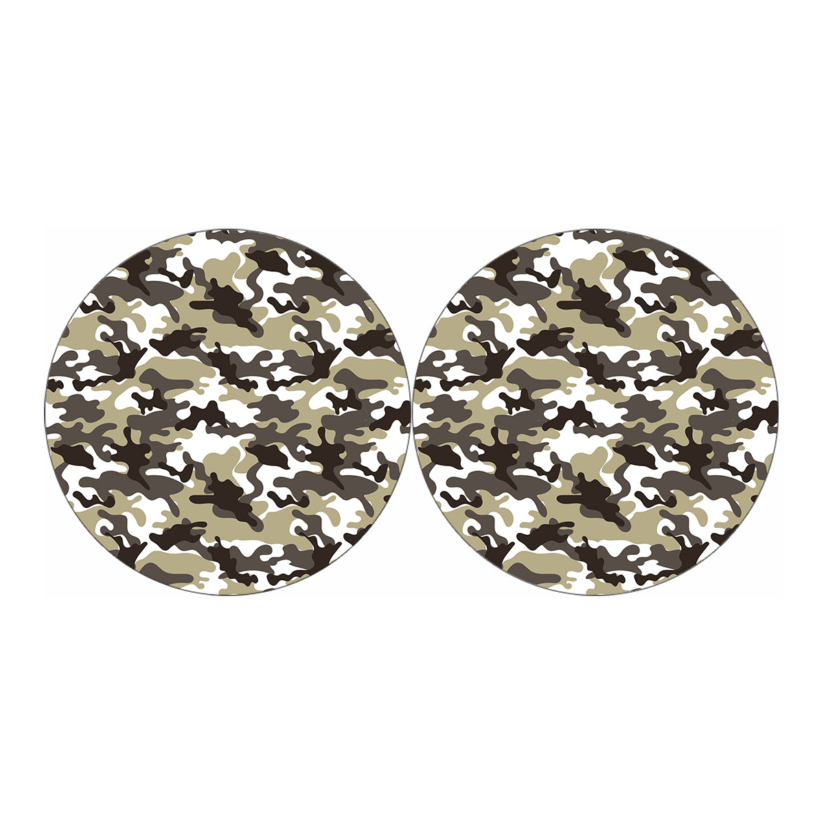 Brown And White Camouflage Print Car Coasters