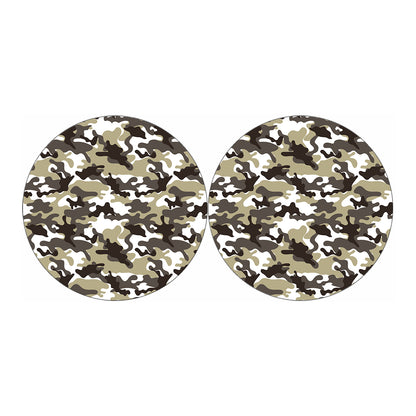 Brown And White Camouflage Print Car Coasters