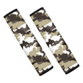 Brown And White Camouflage Print Car Seat Belt Covers