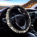 Brown And White Camouflage Print Car Steering Wheel Cover
