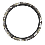 Brown And White Camouflage Print Car Steering Wheel Cover