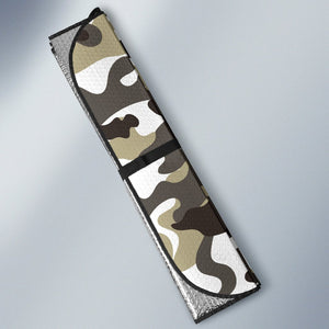 Brown And White Camouflage Print Car Sun Shade GearFrost