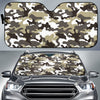 Brown And White Camouflage Print Car Sun Shade GearFrost