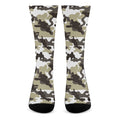Brown And White Camouflage Print Crew Socks