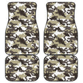 Brown And White Camouflage Print Front and Back Car Floor Mats