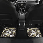 Brown And White Camouflage Print Front and Back Car Floor Mats