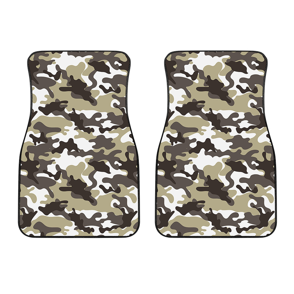 Brown And White Camouflage Print Front Car Floor Mats