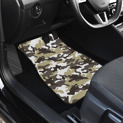Brown And White Camouflage Print Front Car Floor Mats