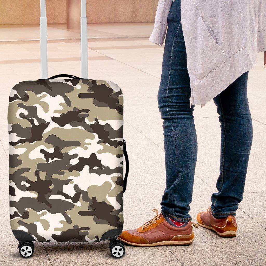 Brown And White Camouflage Print Luggage Cover GearFrost