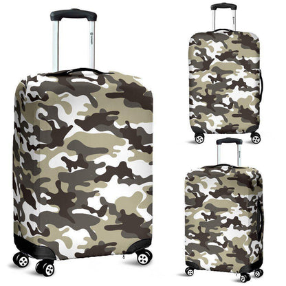 Brown And White Camouflage Print Luggage Cover GearFrost