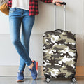 Brown And White Camouflage Print Luggage Cover