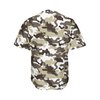 Brown And White Camouflage Print Men's Baseball Jersey