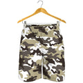 Brown And White Camouflage Print Men's Shorts
