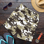 Brown And White Camouflage Print Men's Shorts