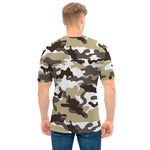 Brown And White Camouflage Print Men's T-Shirt