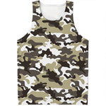 Brown And White Camouflage Print Men's Tank Top