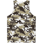 Brown And White Camouflage Print Men's Tank Top