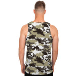 Brown And White Camouflage Print Men's Tank Top