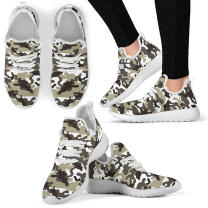 Brown And White Camouflage Print Mesh Knit Shoes GearFrost