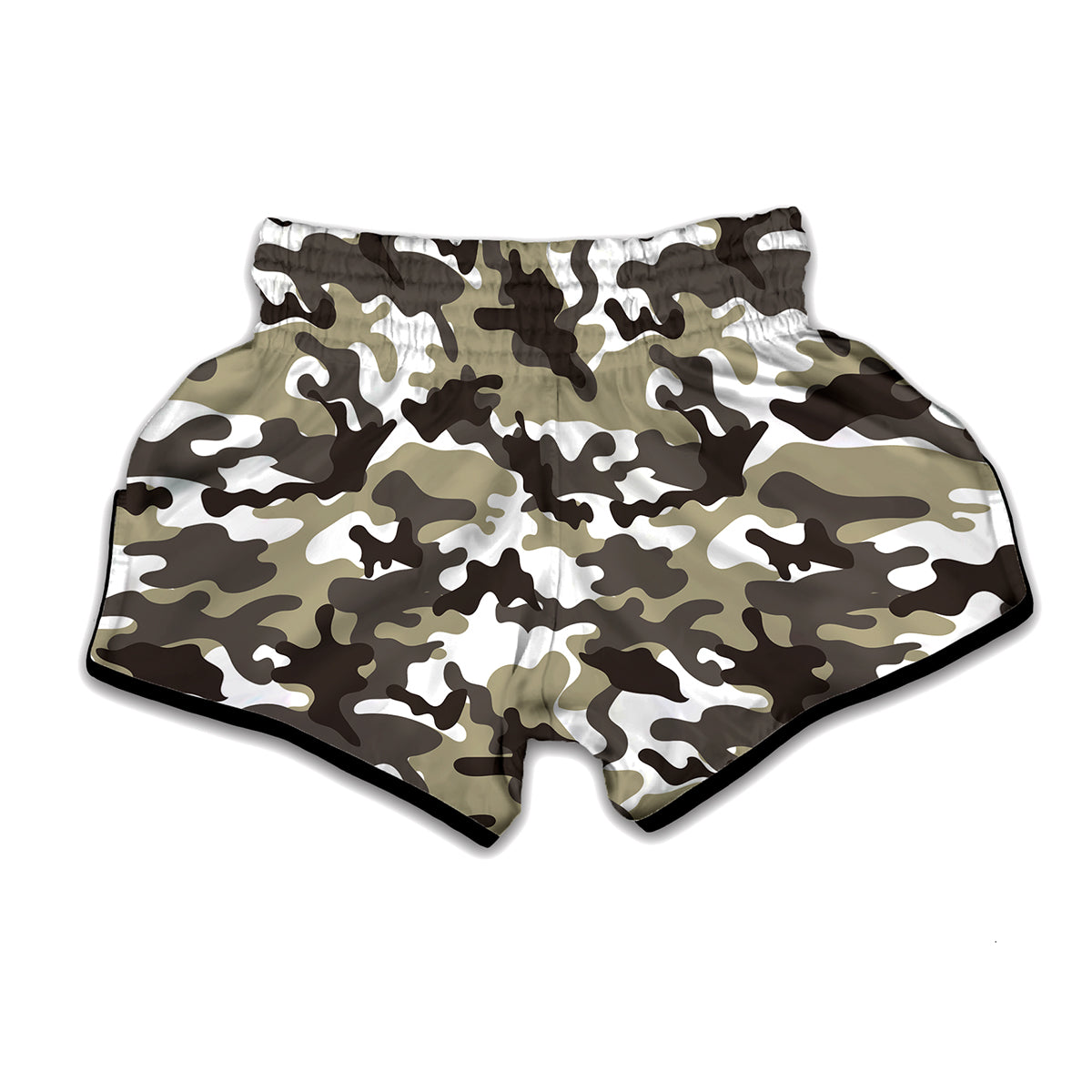 Brown And White Camouflage Print Muay Thai Boxing Shorts