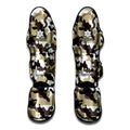 Brown And White Camouflage Print Muay Thai Shin Guards