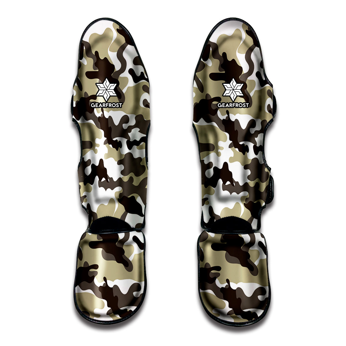 Brown And White Camouflage Print Muay Thai Shin Guard