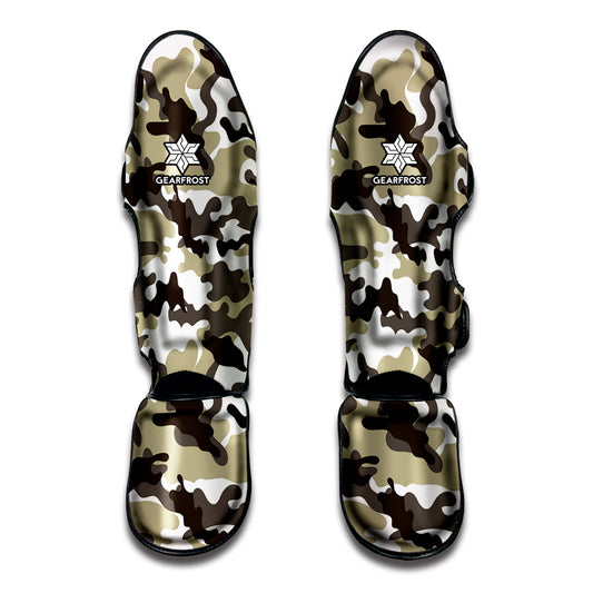 Brown And White Camouflage Print Muay Thai Shin Guard