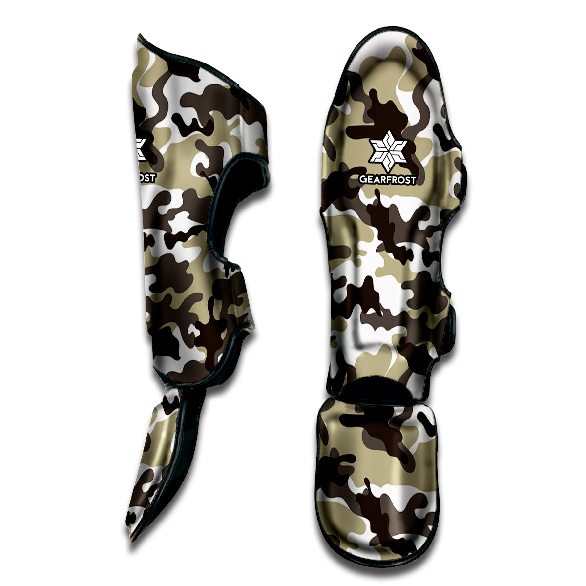 Brown And White Camouflage Print Muay Thai Shin Guard