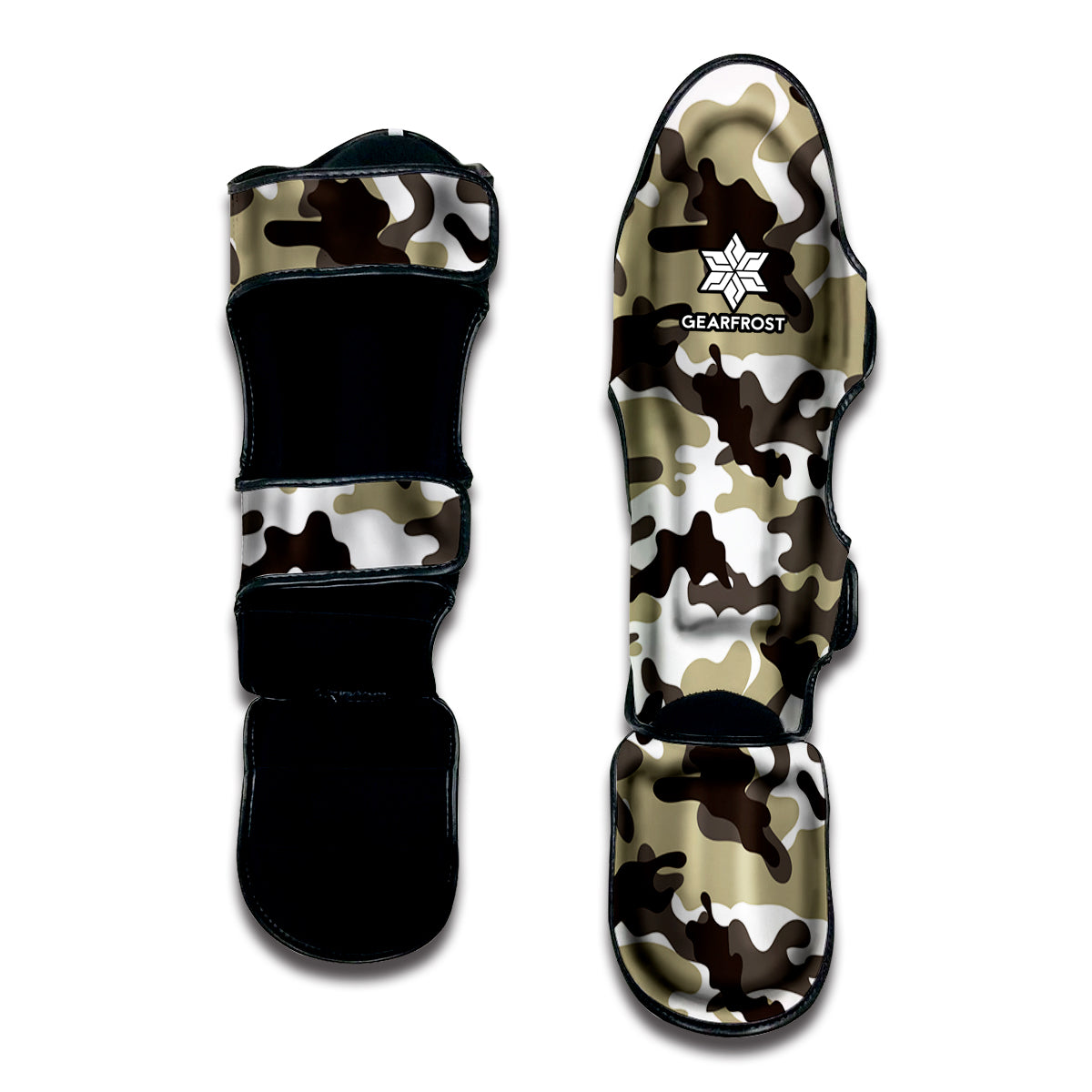Brown And White Camouflage Print Muay Thai Shin Guard
