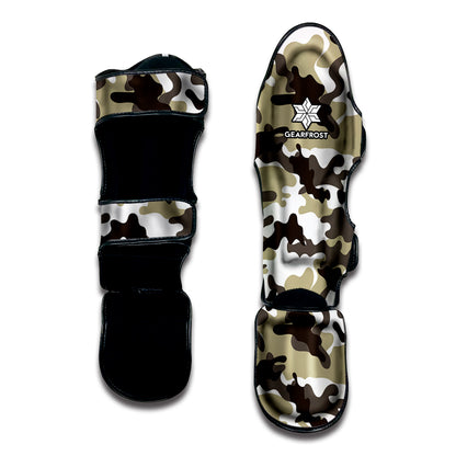 Brown And White Camouflage Print Muay Thai Shin Guard
