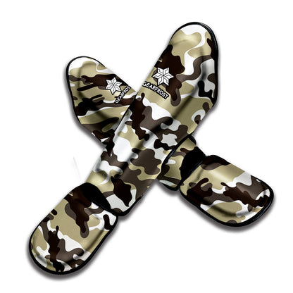 Brown And White Camouflage Print Muay Thai Shin Guard