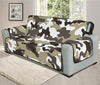 Brown And White Camouflage Print Oversized Sofa Protector