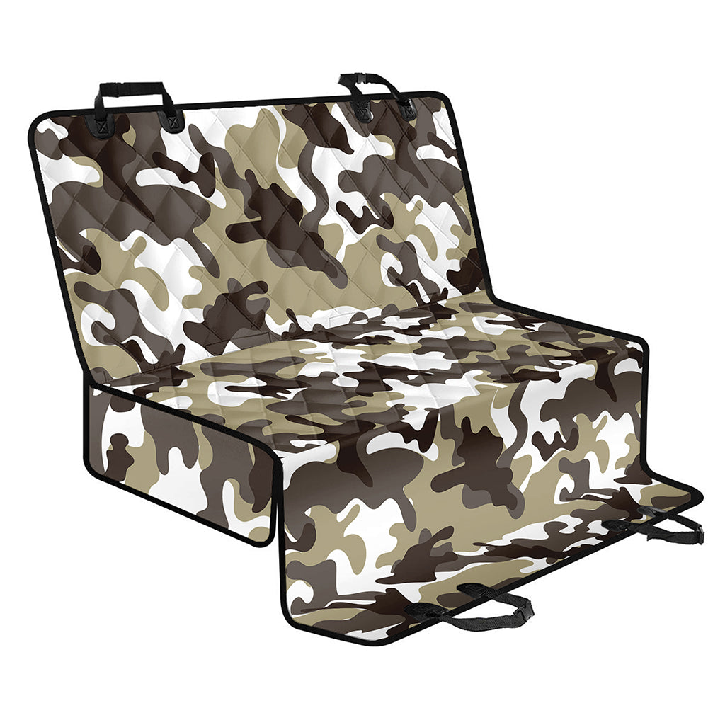 Brown And White Camouflage Print Pet Car Back Seat Cover