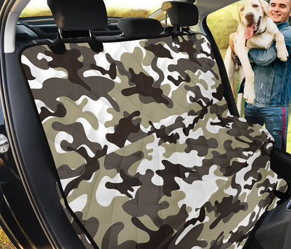 Brown And White Camouflage Print Pet Car Back Seat Cover