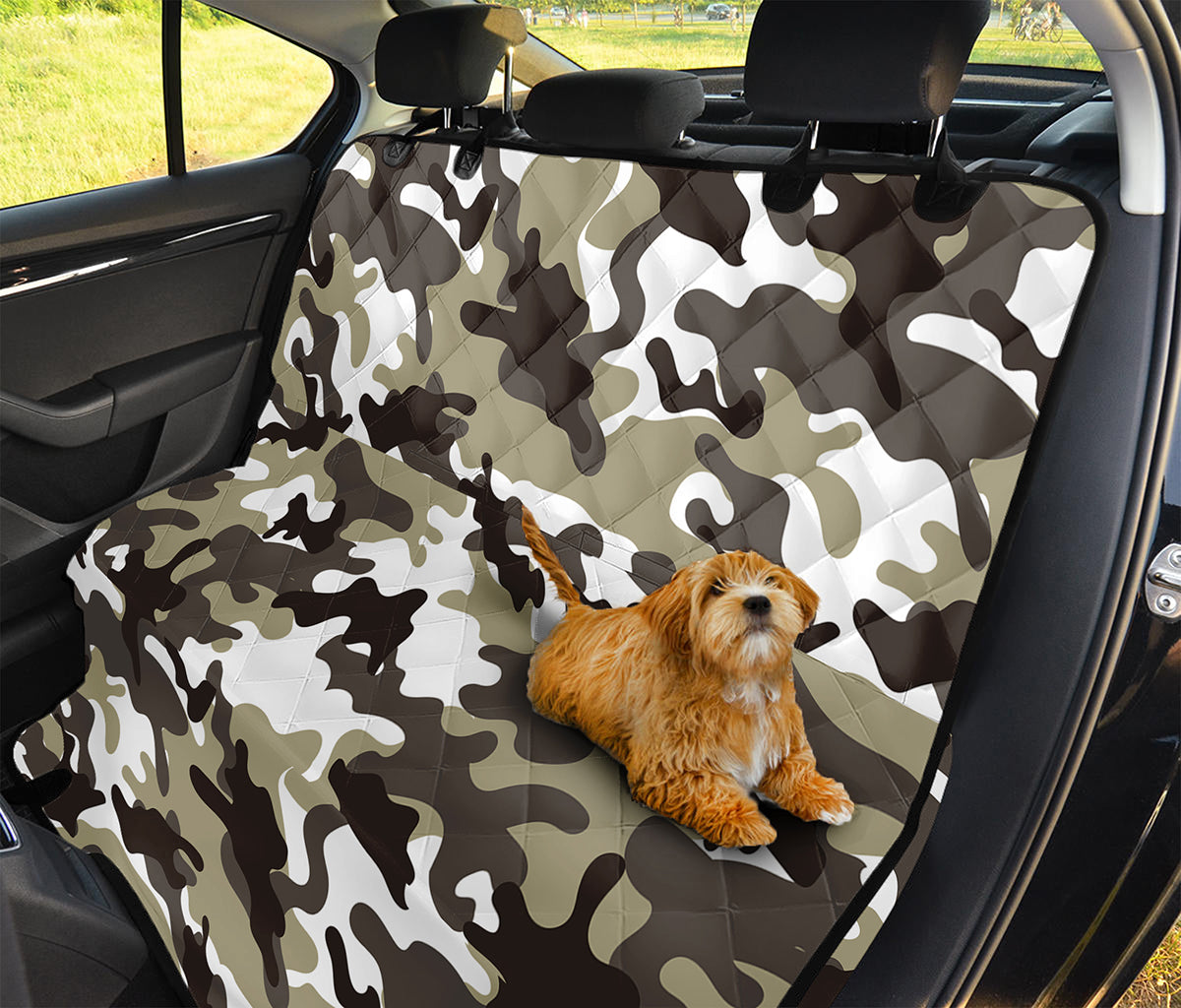 Brown And White Camouflage Print Pet Car Back Seat Cover