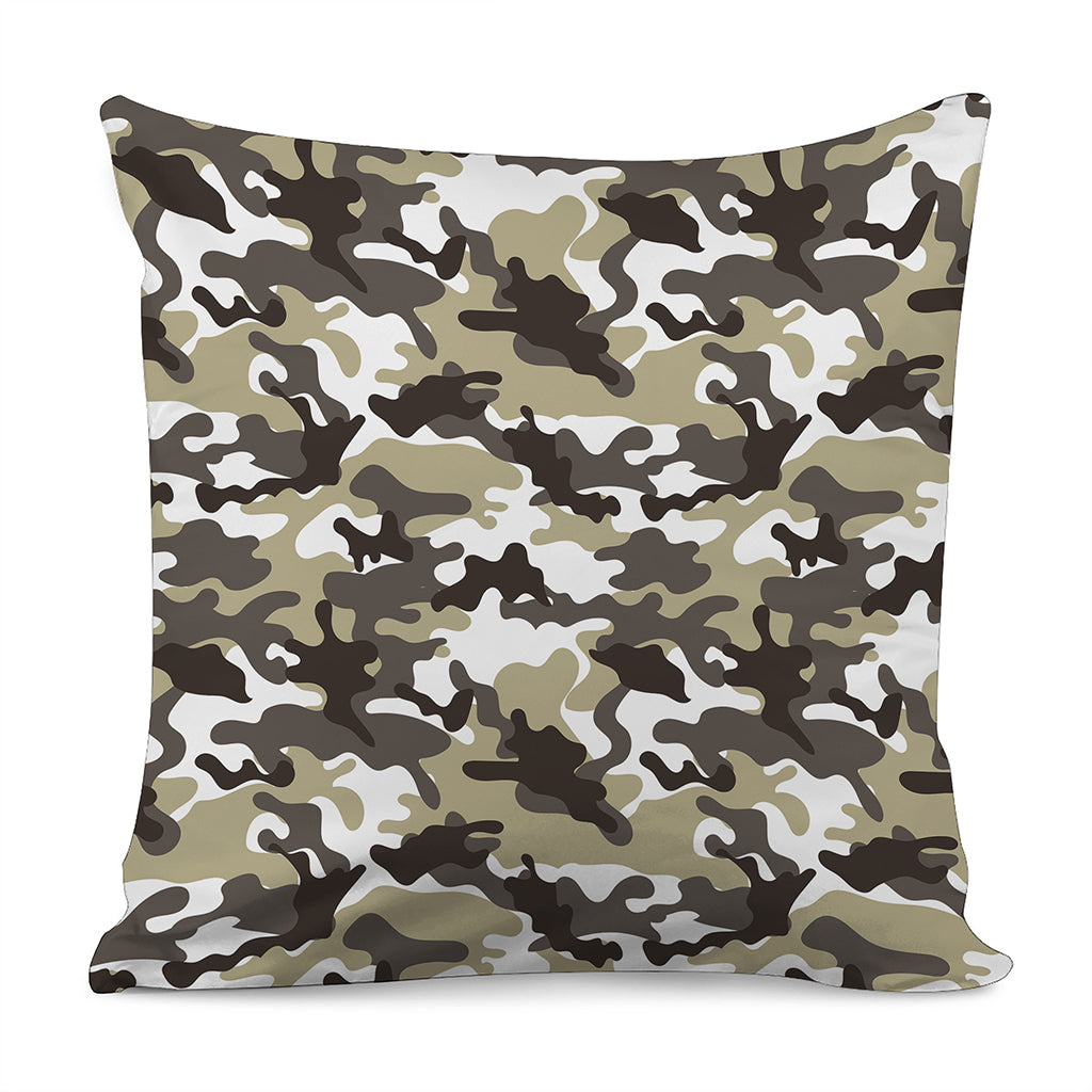 Brown And White Camouflage Print Pillow Cover