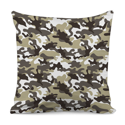 Brown And White Camouflage Print Pillow Cover