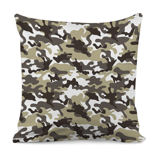 Brown And White Camouflage Print Pillow Cover