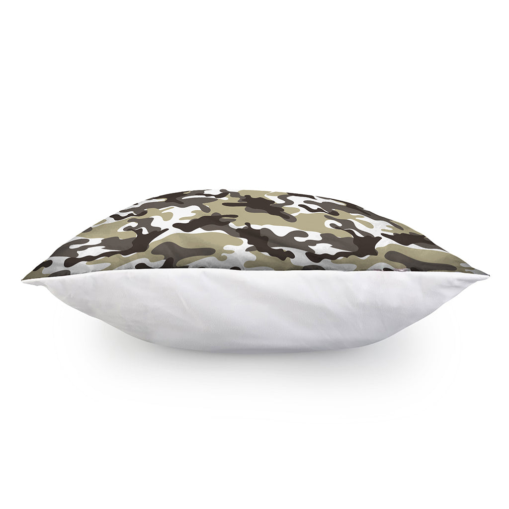 Brown And White Camouflage Print Pillow Cover