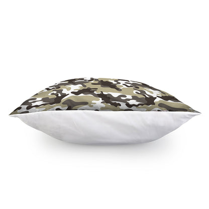 Brown And White Camouflage Print Pillow Cover