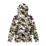 Brown And White Camouflage Print Pullover Hoodie