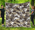Brown And White Camouflage Print Quilt