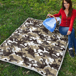 Brown And White Camouflage Print Quilt