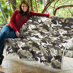 Brown And White Camouflage Print Quilt