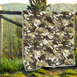 Brown And White Camouflage Print Quilt