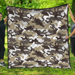 Brown And White Camouflage Print Quilt