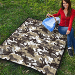 Brown And White Camouflage Print Quilt