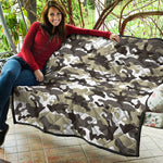 Brown And White Camouflage Print Quilt