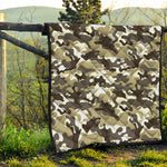 Brown And White Camouflage Print Quilt