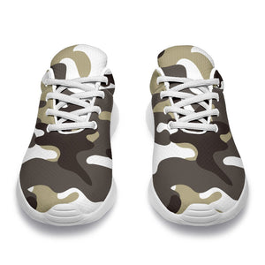 Brown And White Camouflage Print Sport Shoes GearFrost